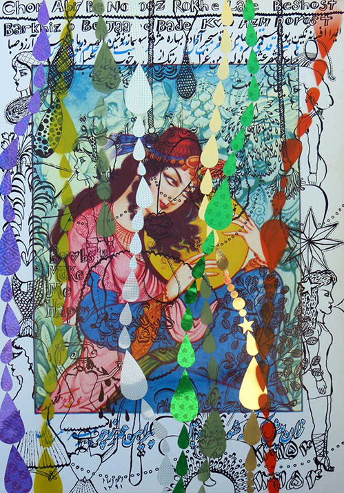 Amir Farhad untitled, 2012, silkscreen marker and ink on cardboard, 100 x 70 cm